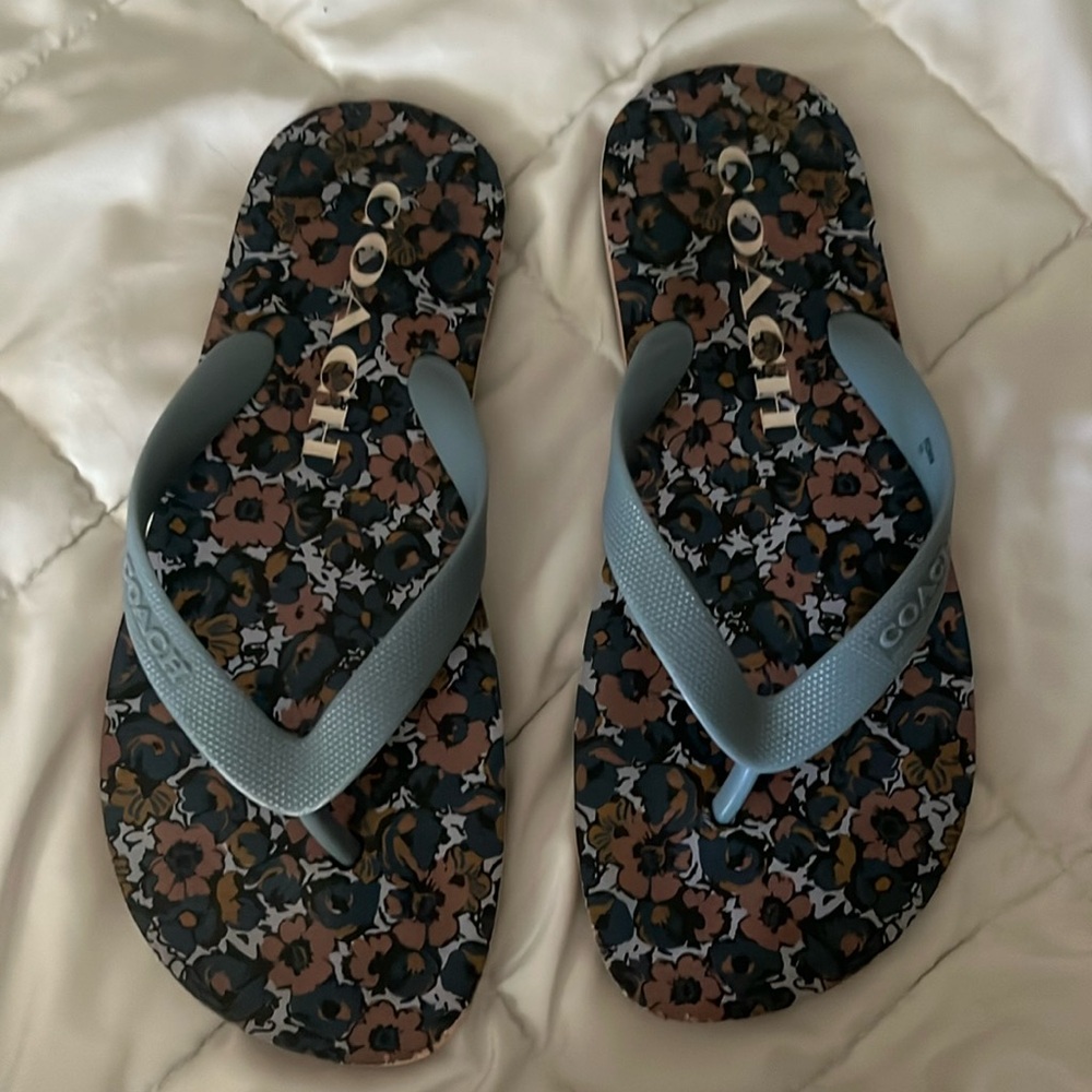 Coach floral flip-flops